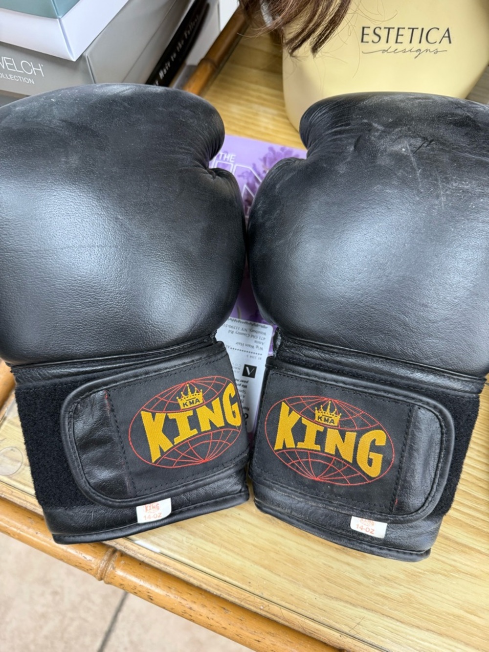 KING Black Leather Boxing Gloves